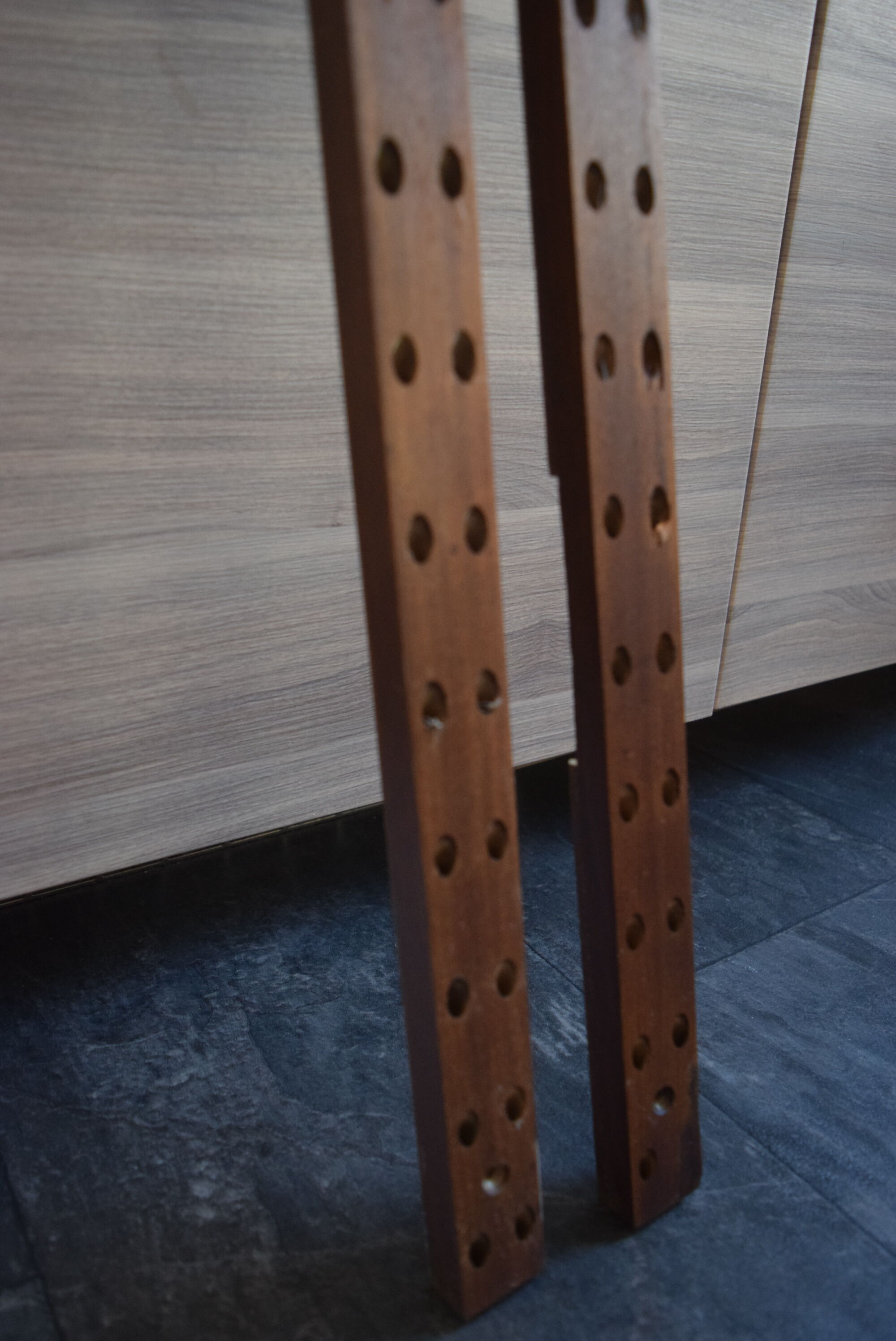 Danish Mid Century Teak Poul Cadovius Wall Mounting Rails.