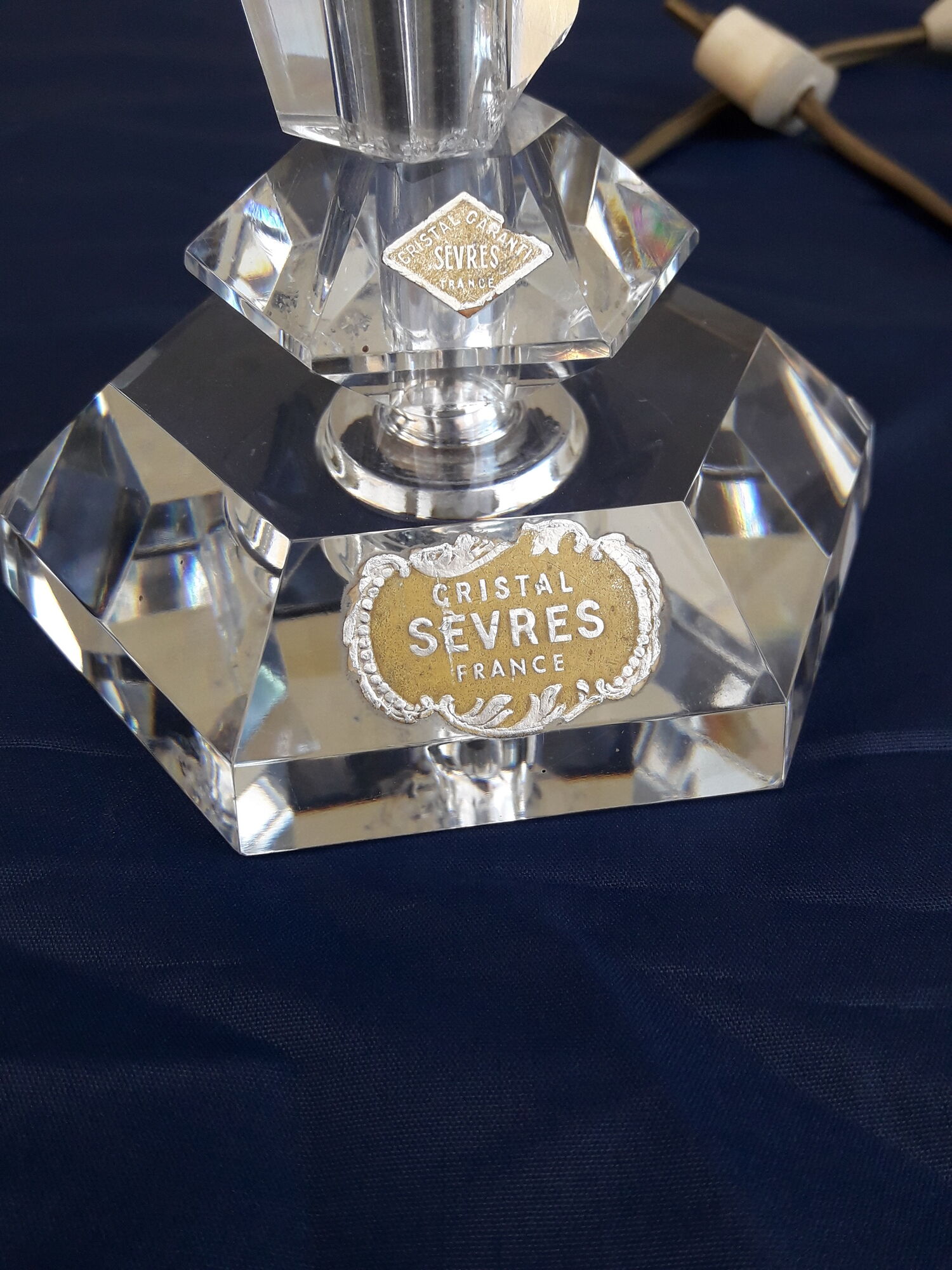 Pair of crystal lamp feet of Sèvres h 20 cm