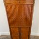 Louis XVI music cabinet, marquetry, brass gallery, marble top