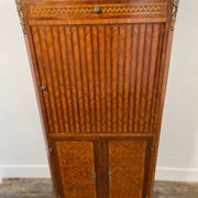 Louis XVI music cabinet, marquetry, brass gallery, marble top
