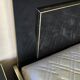 Black lacquered double bed with brass, Maison Roméo Paris, 1970s