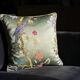 Handmade Satin Chinoiserie Bird Cushion, Cream Piped Botanical Pillow