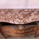 Louis XV style commode – floral marquetry – marble top – gilded bronzes