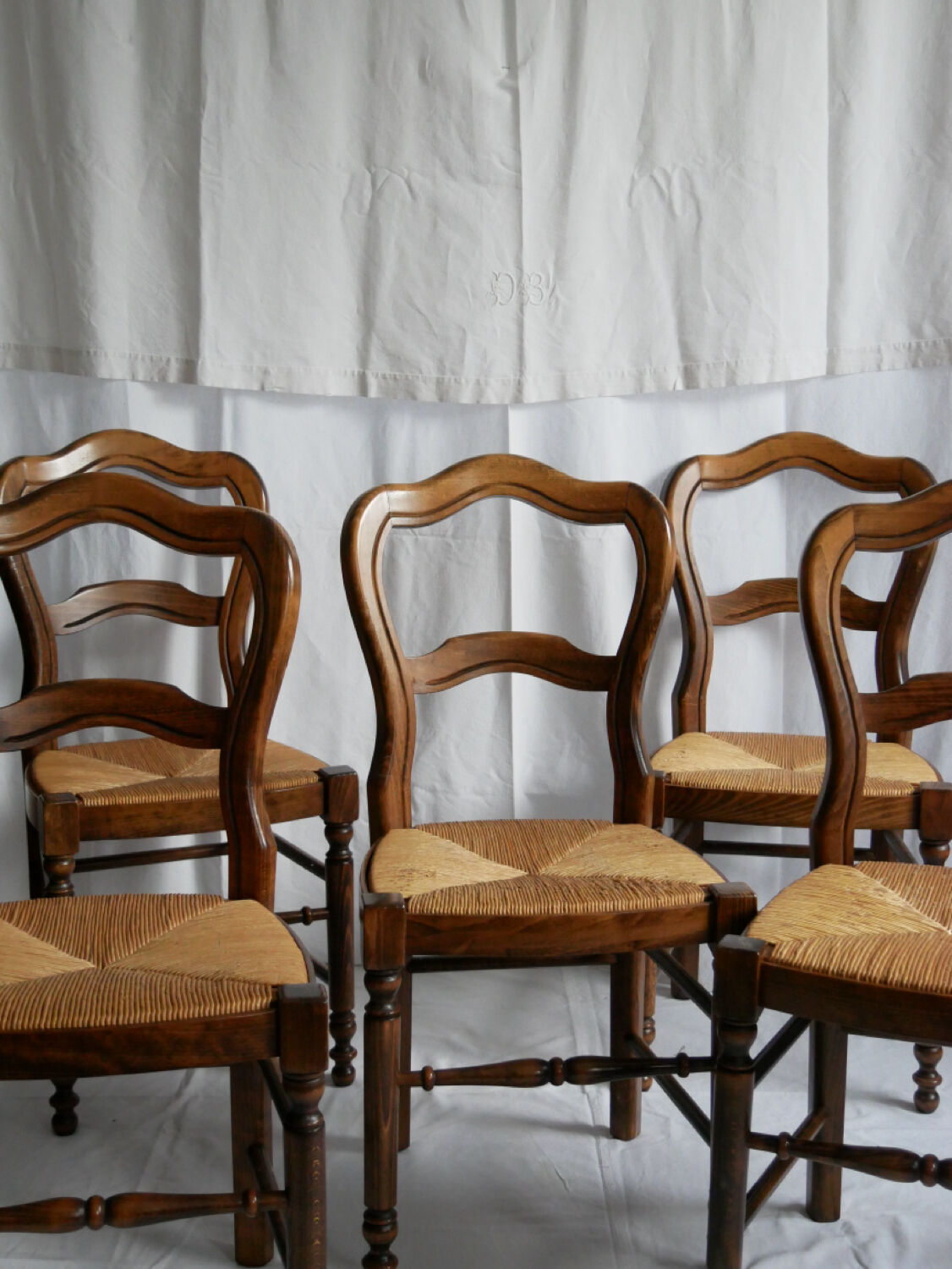 Lot de chaises empaillées Baumann