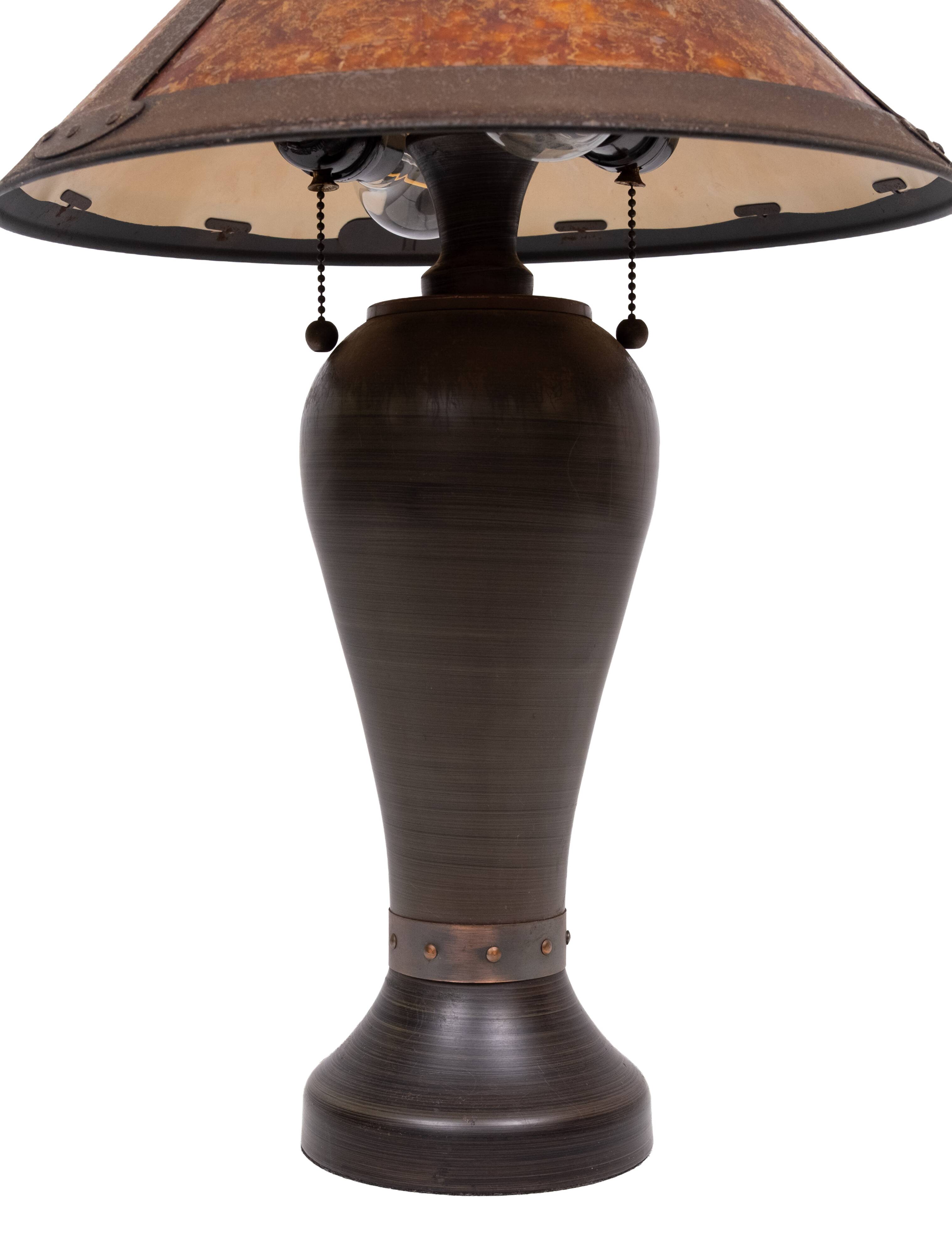 Vintage Dirk van Erp Style Arts & Crafts Copper & Mica Table Lamp 20th Cent