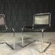 Paire de chaises S33 cuir noir et chrome