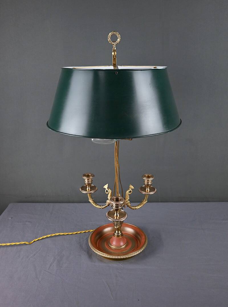 Bronze Bouillotte Lamp, Restoration Style – Early 20th Century