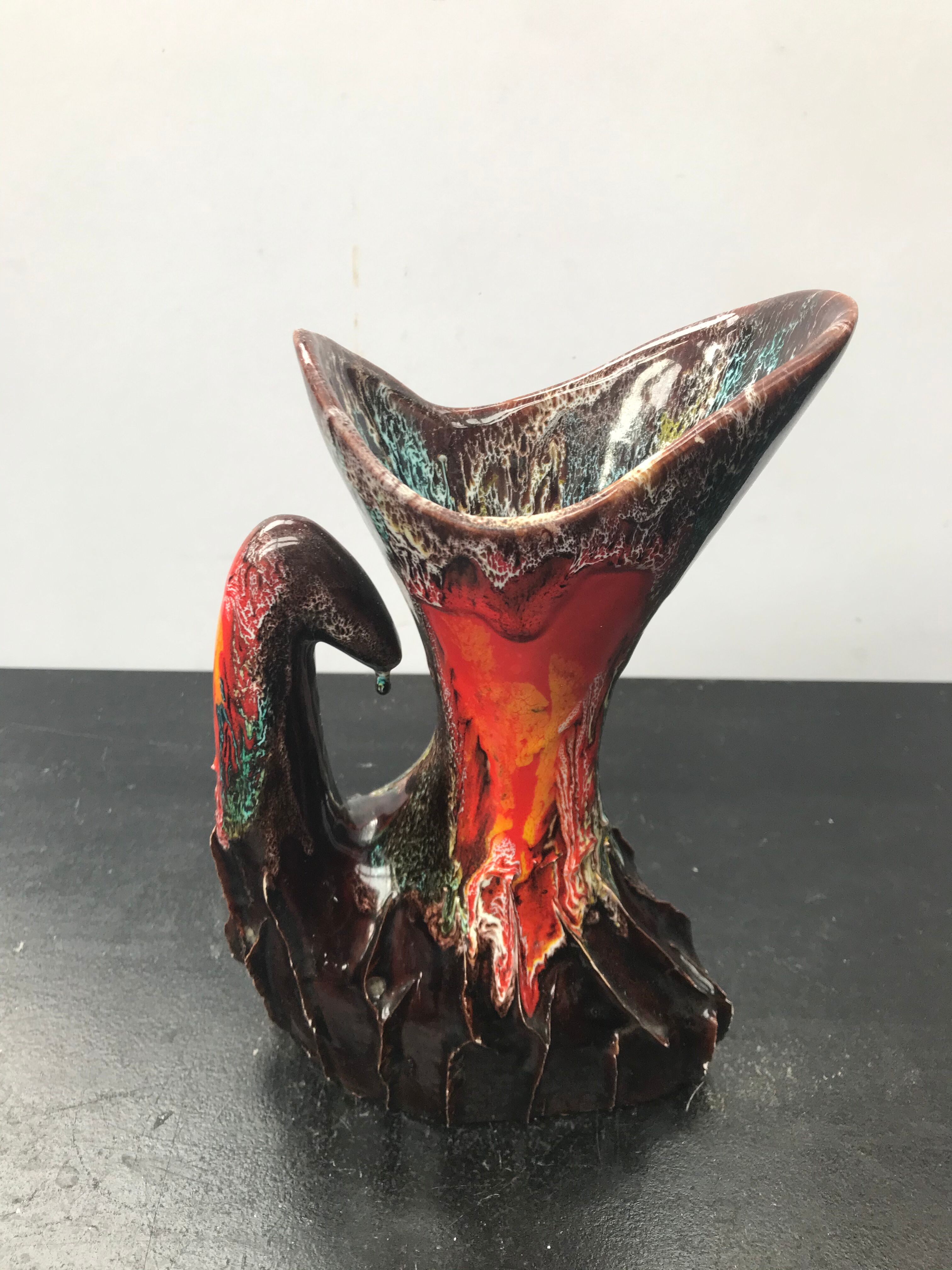 Former pitcher Vallauris ceramics brown - vintage red