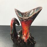 Pichet Vallauris céramique marron & rouge vintage