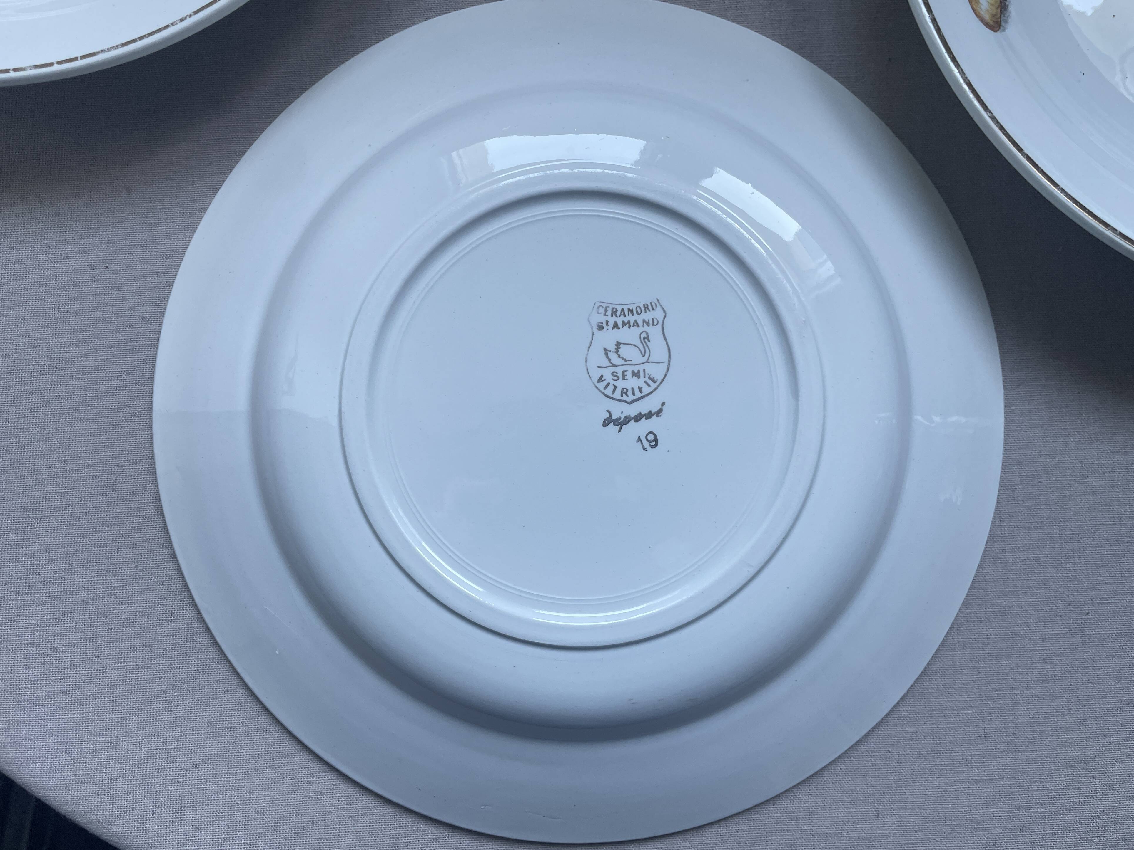 4 antique deep plates Céranord Saint-Amand vegetable garden design