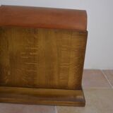 Magazine holder in wood and leather