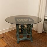 Table en rotin et verre
