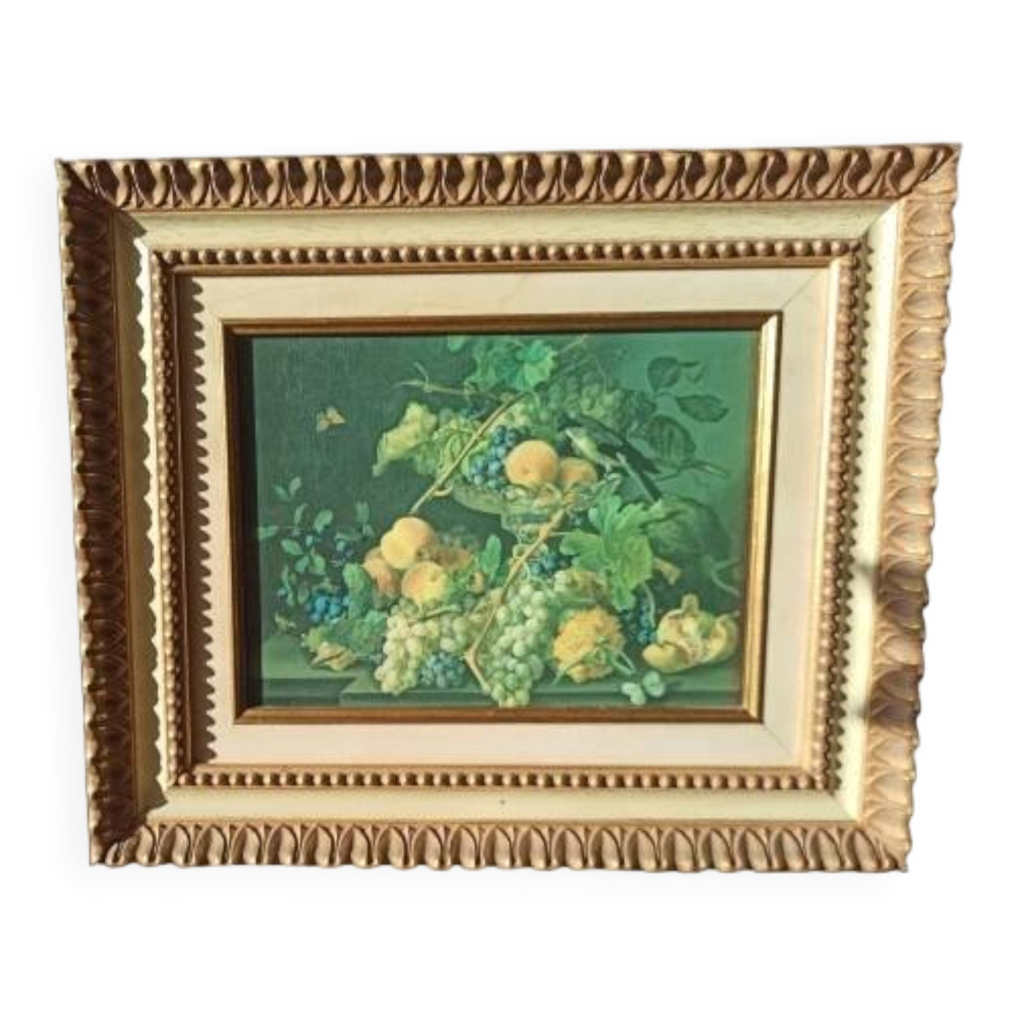 Still life, oil on framed canvas.