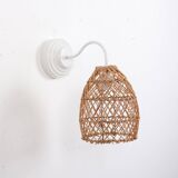 White Rattan Wall Sconce Lamp