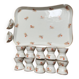 Service of 10 diabolo egg cups, 2 salt cellars and Haviland porcelain tray and