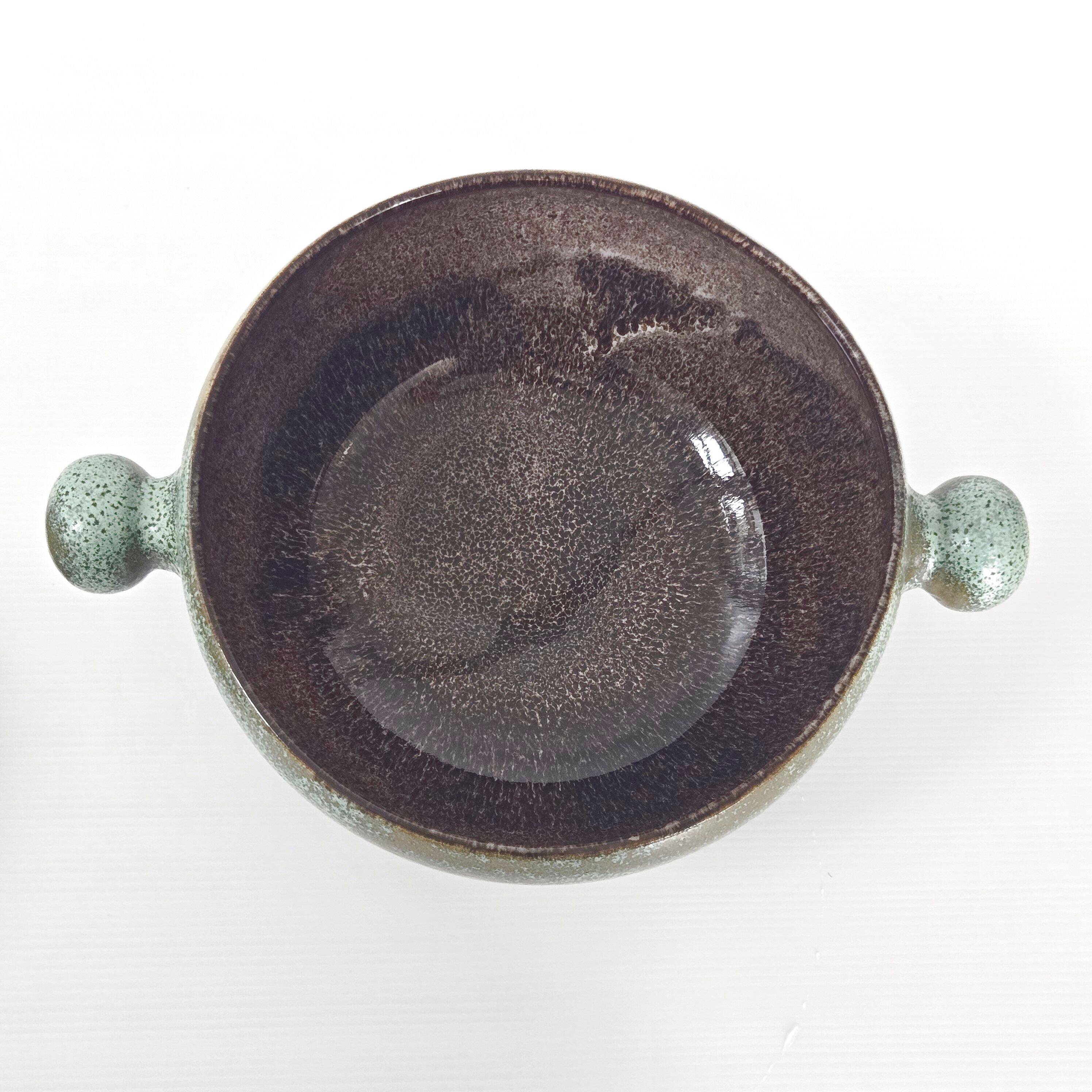 Lunetta Vallauris soup tureen and salad bowl in gilded ceramic, 1960