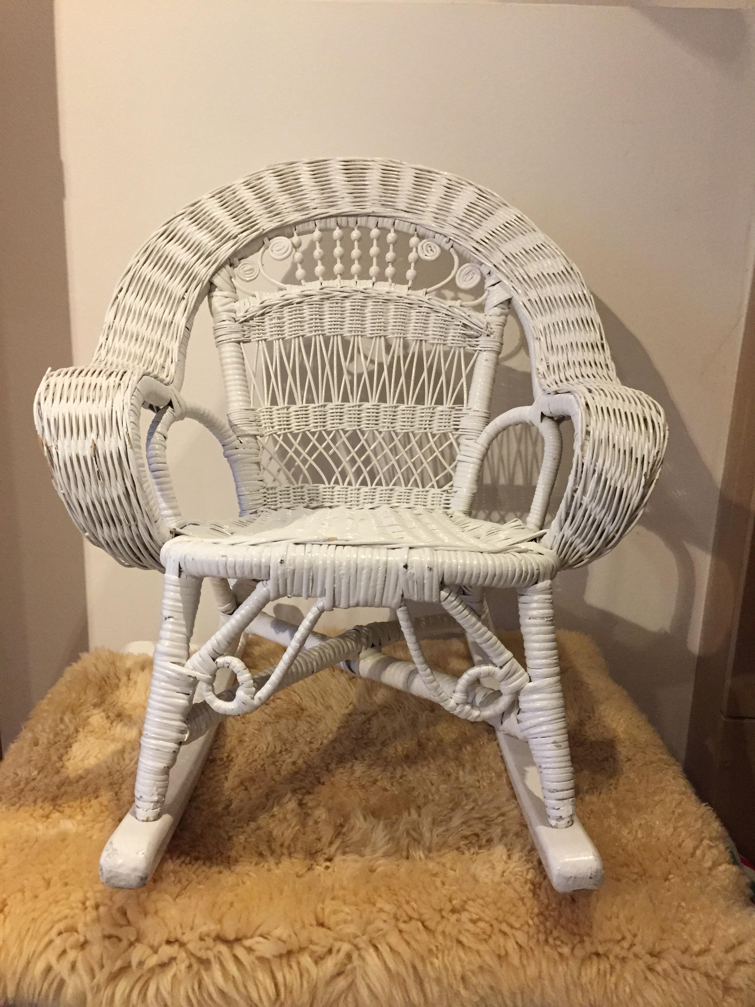 Child rocking chair rattan white