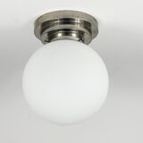 Large opaline glass globe ceiling lamp in Art Deco style.