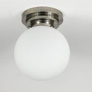 Large opaline glass globe ceiling lamp in Art Deco style.