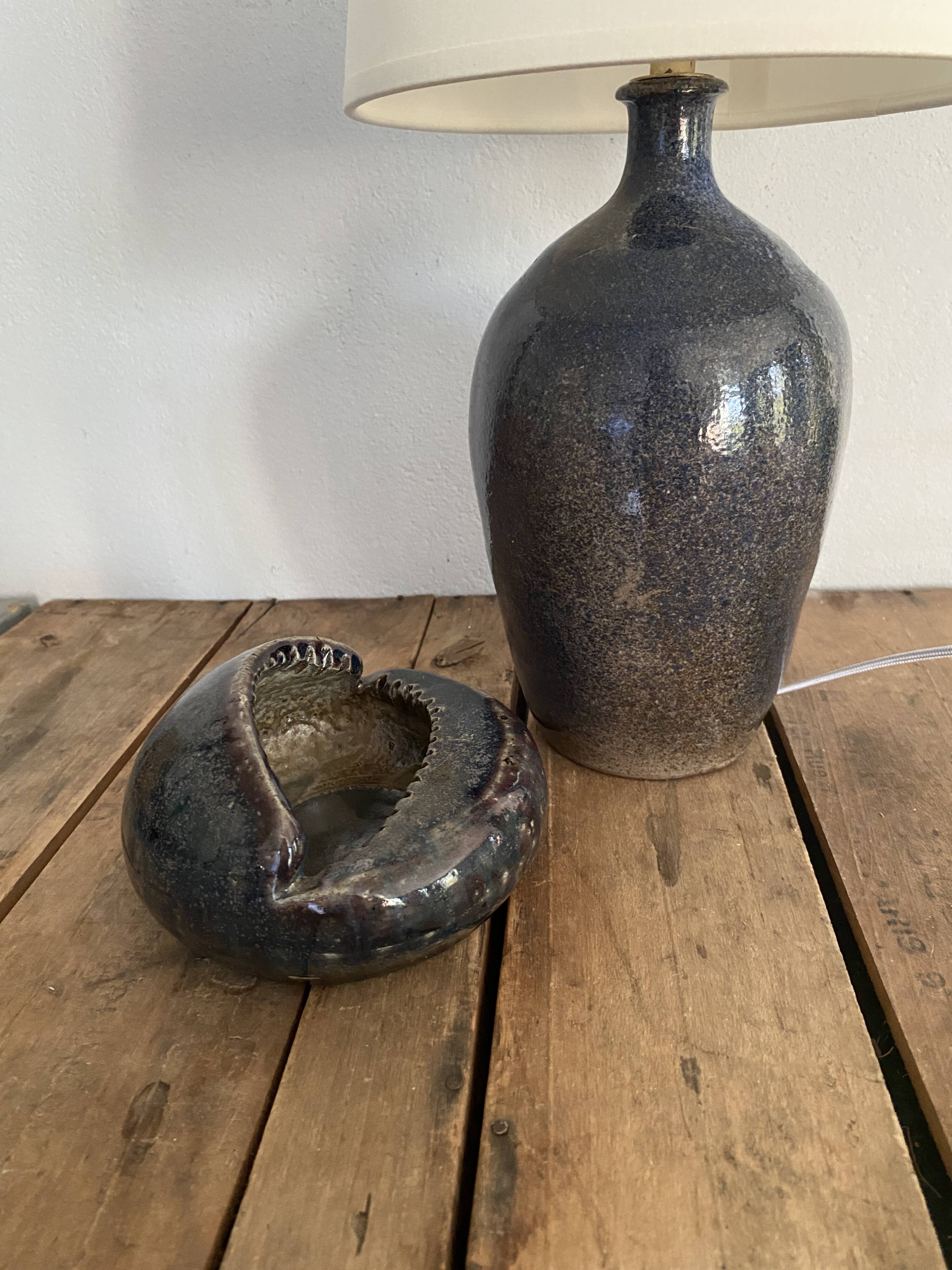 Ceramic lamp, 2 M fabric cable, cotton lampshade