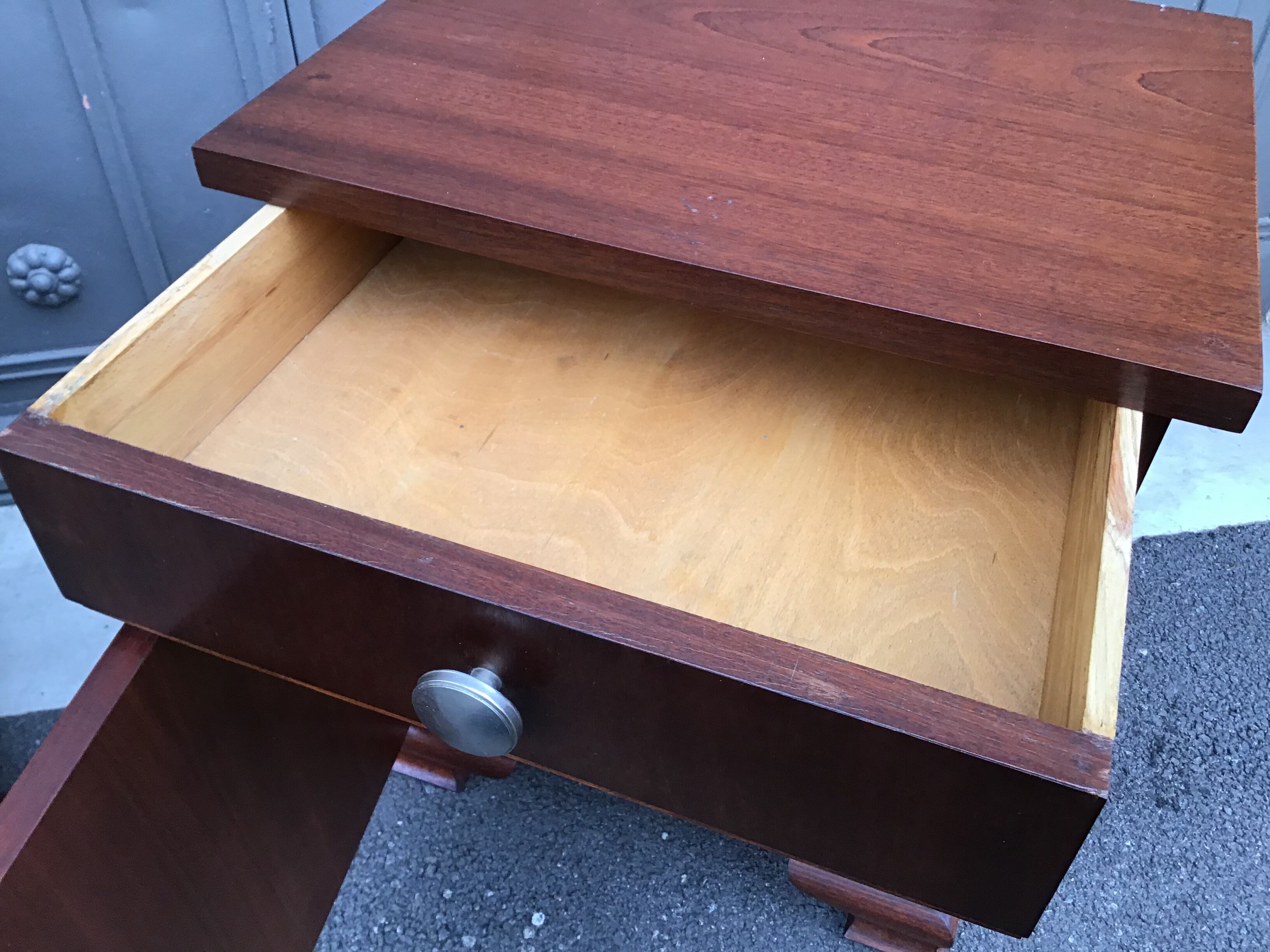 Paire de chevets art deco vintage 1940 acajou