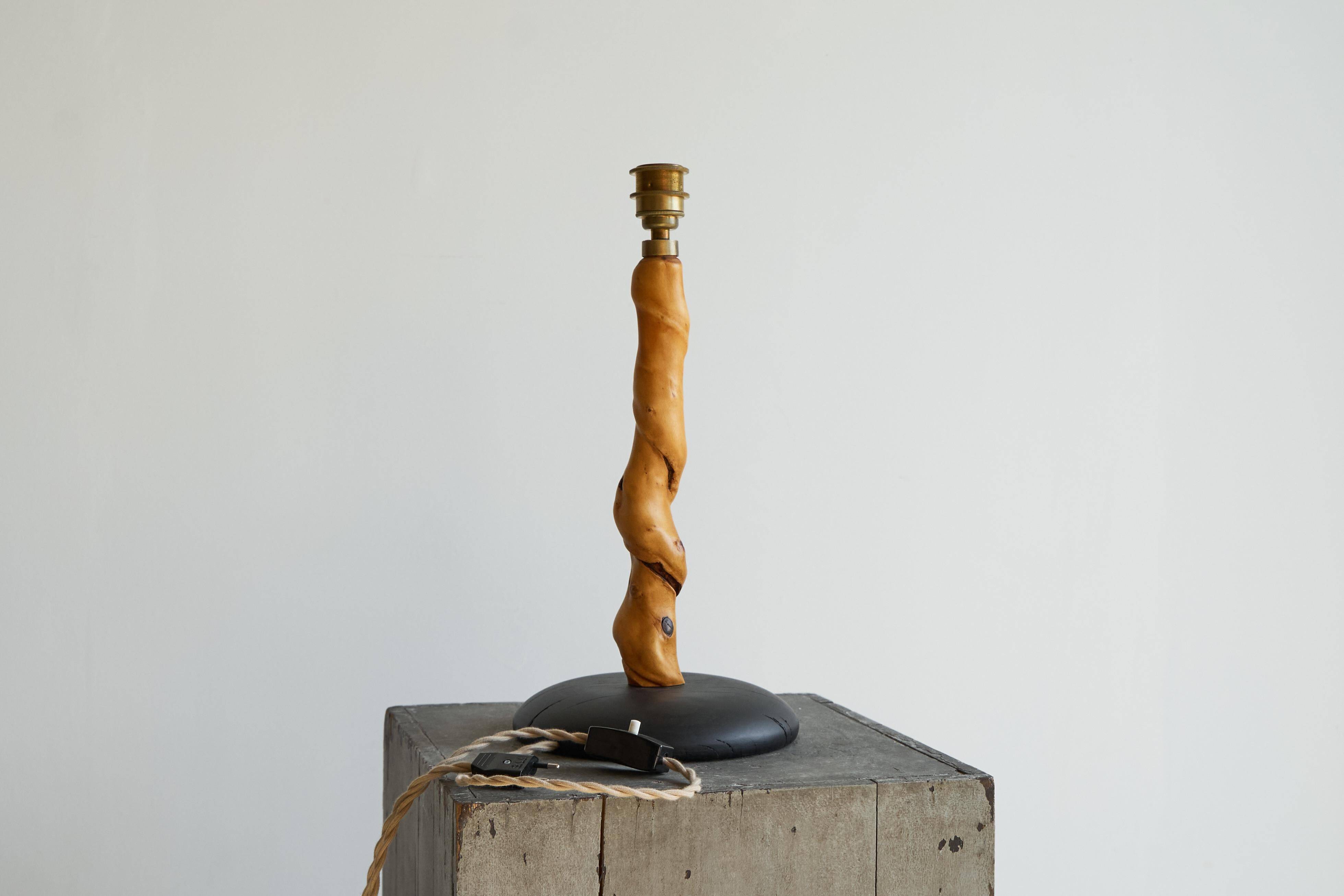 Table lamp acacia trunk oak 1950s