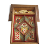 Jeux de nain jaune ancien, boite en chêne