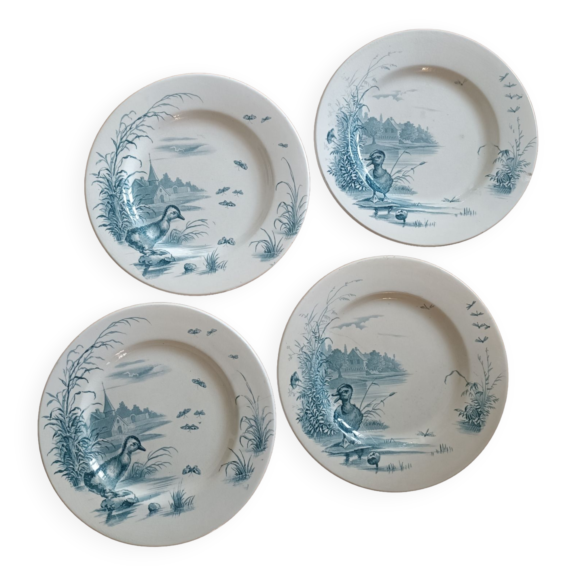 4 plates iron earth Gien model Ducks