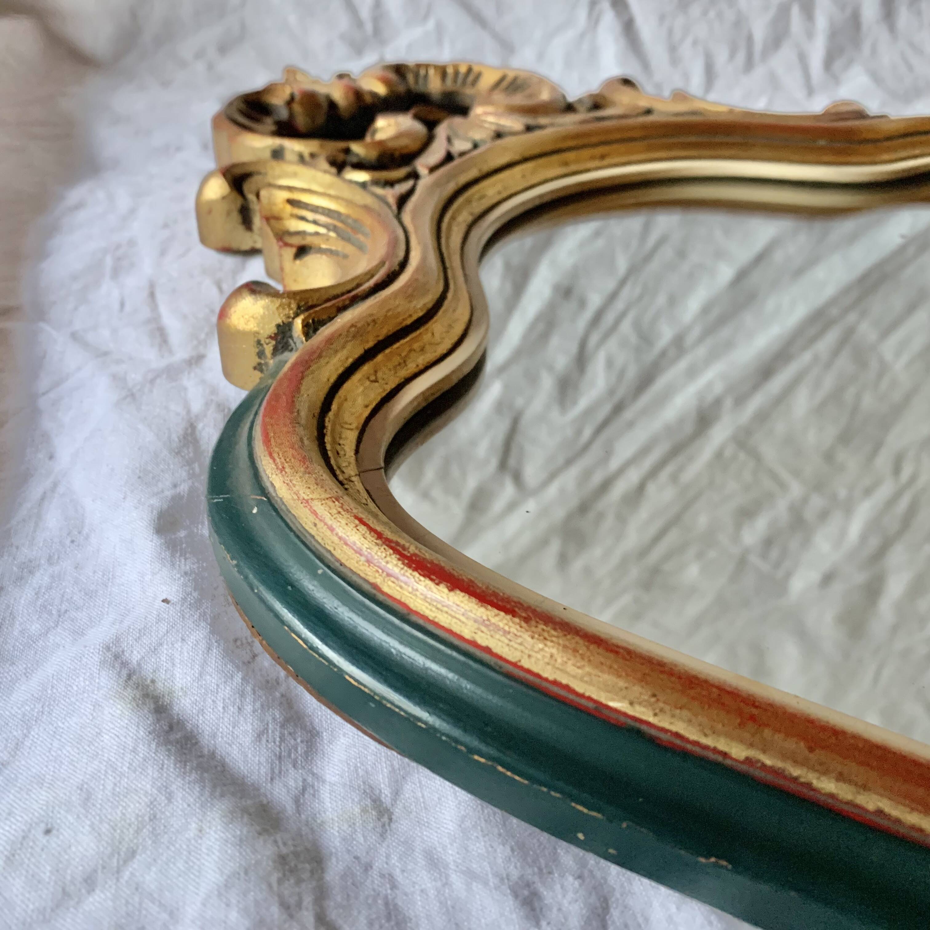 Antique carved gilded wooden mirror - 44 x 82 cm