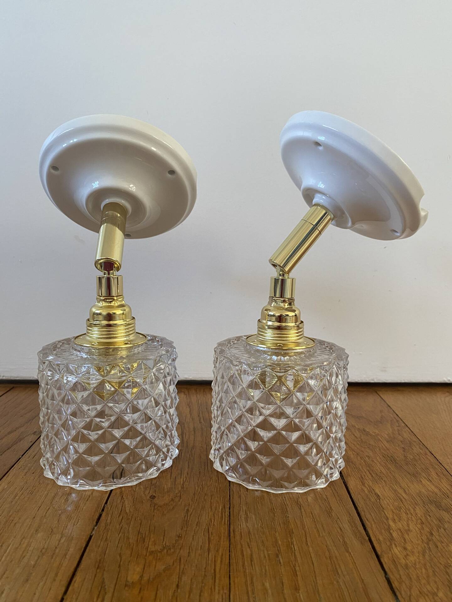 Pair of vintage glass globe wall sconces
