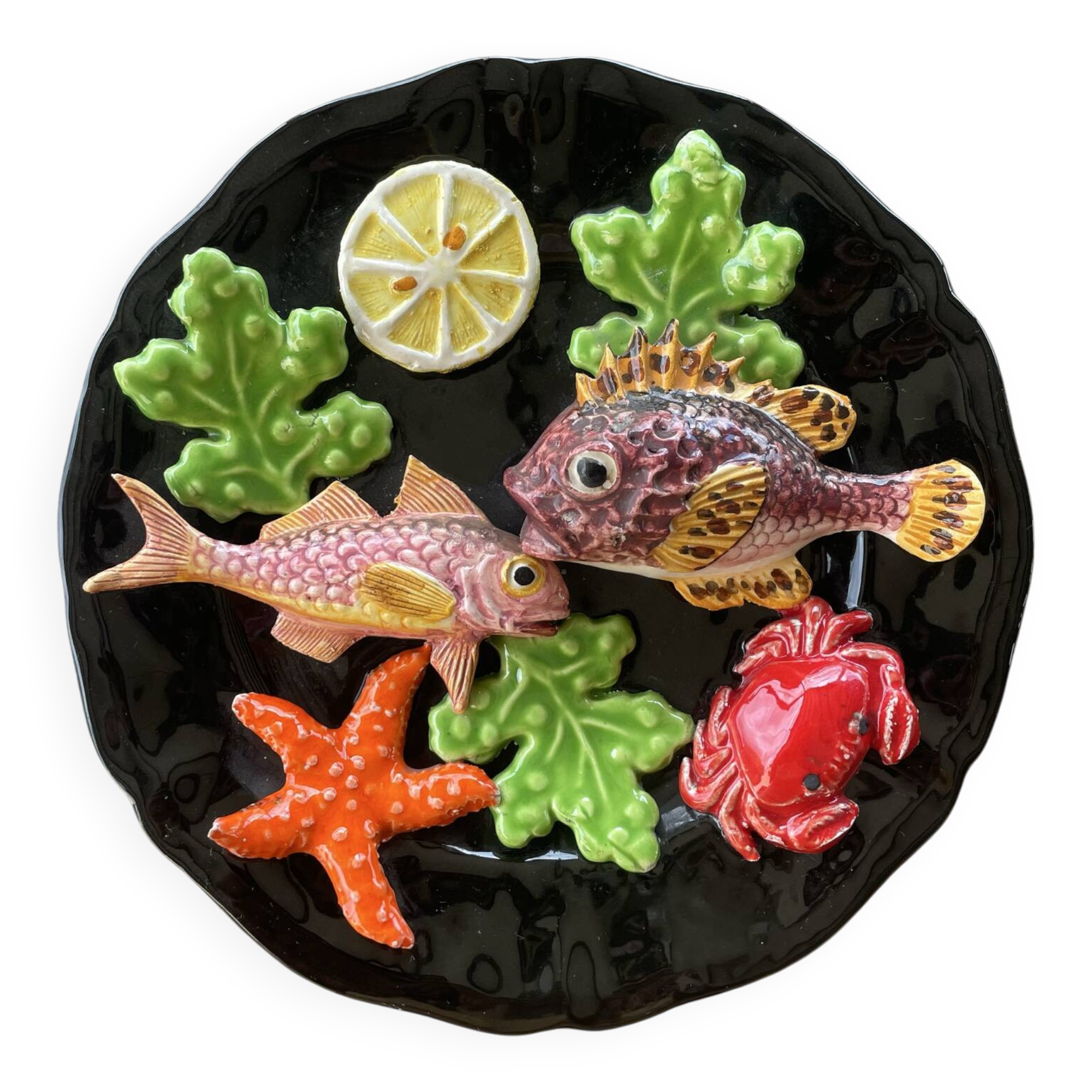 Majolica Fish Sealife Platter Vallauris