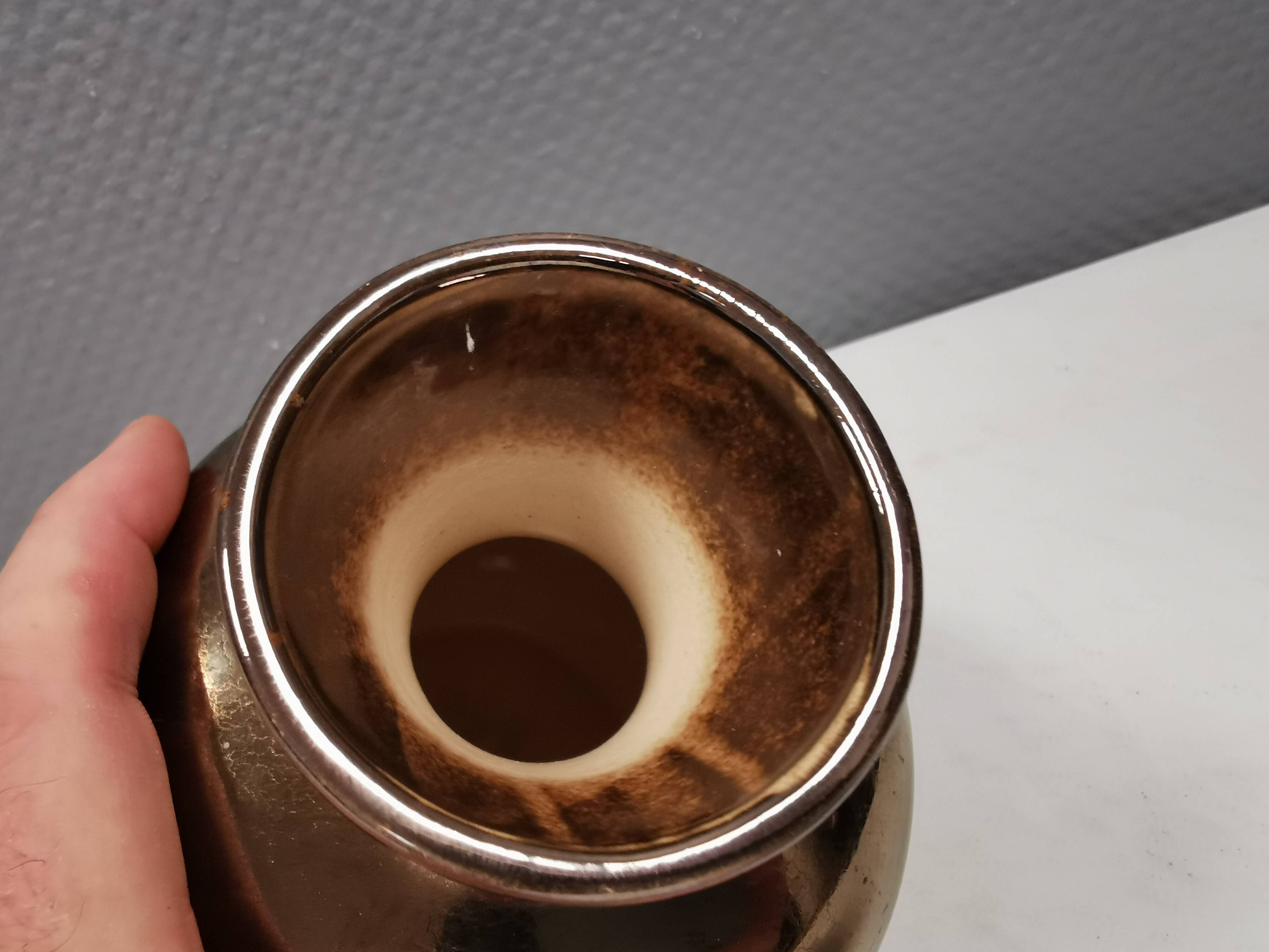 Ceramic vase with metal glaze from Frank ceramics Denmark 1970-80s.