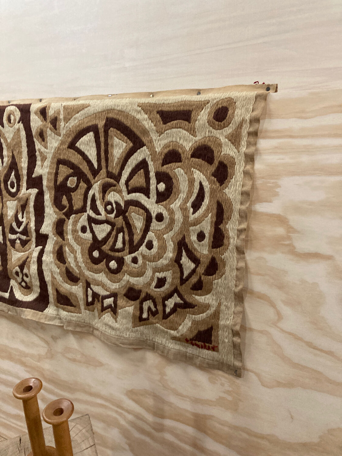 1970 modernist wall tapestry in wool signed