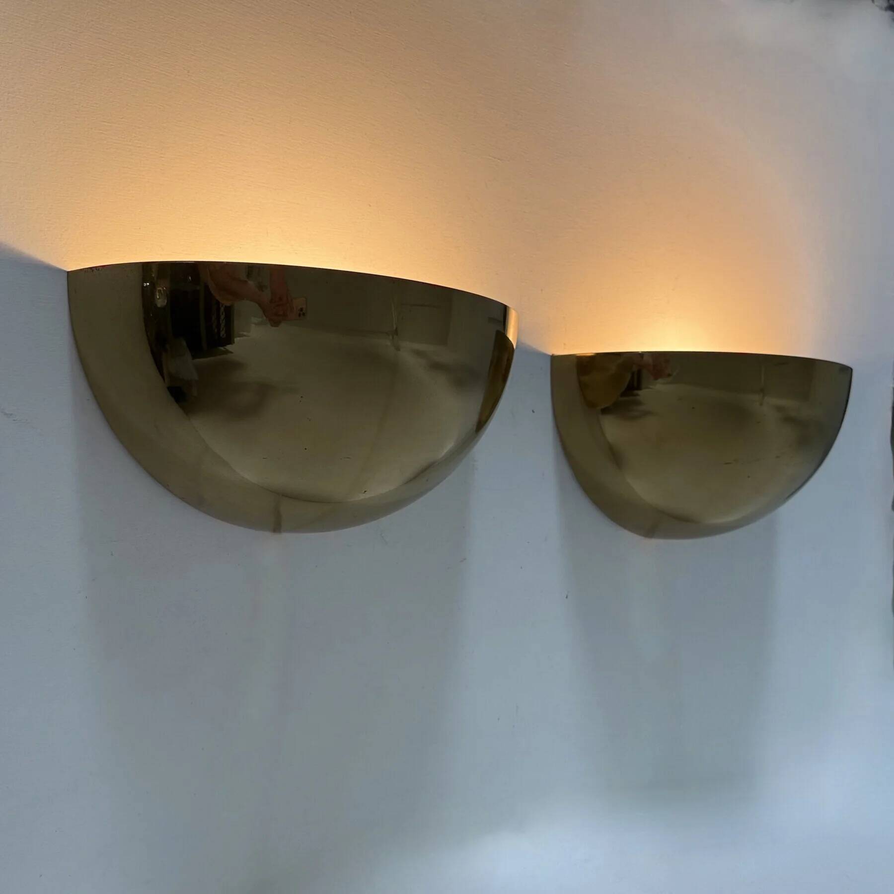 Mid-century pair of brass wall light sconces, 1970s