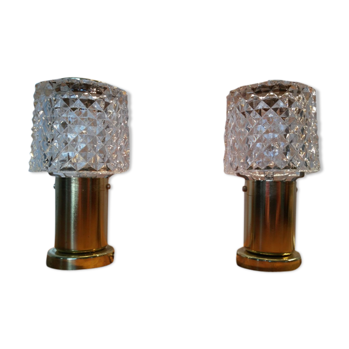 Lamps with lampshades in glass of Kamenický Šenov 1970 s