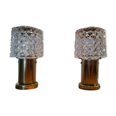 Lampes avec abat-jours en verre de Kamenický Šenov 1970s