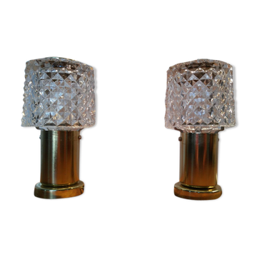 Lampes avec abat-jours en verre de Kamenický Šenov 1970s