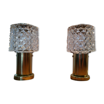 Lamps with lampshades in glass of Kamenický Šenov 1970 s