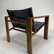Mid-Century Armchairs in Wood & Leather attributed to Tarcisio Colzani, Italy, 1960s