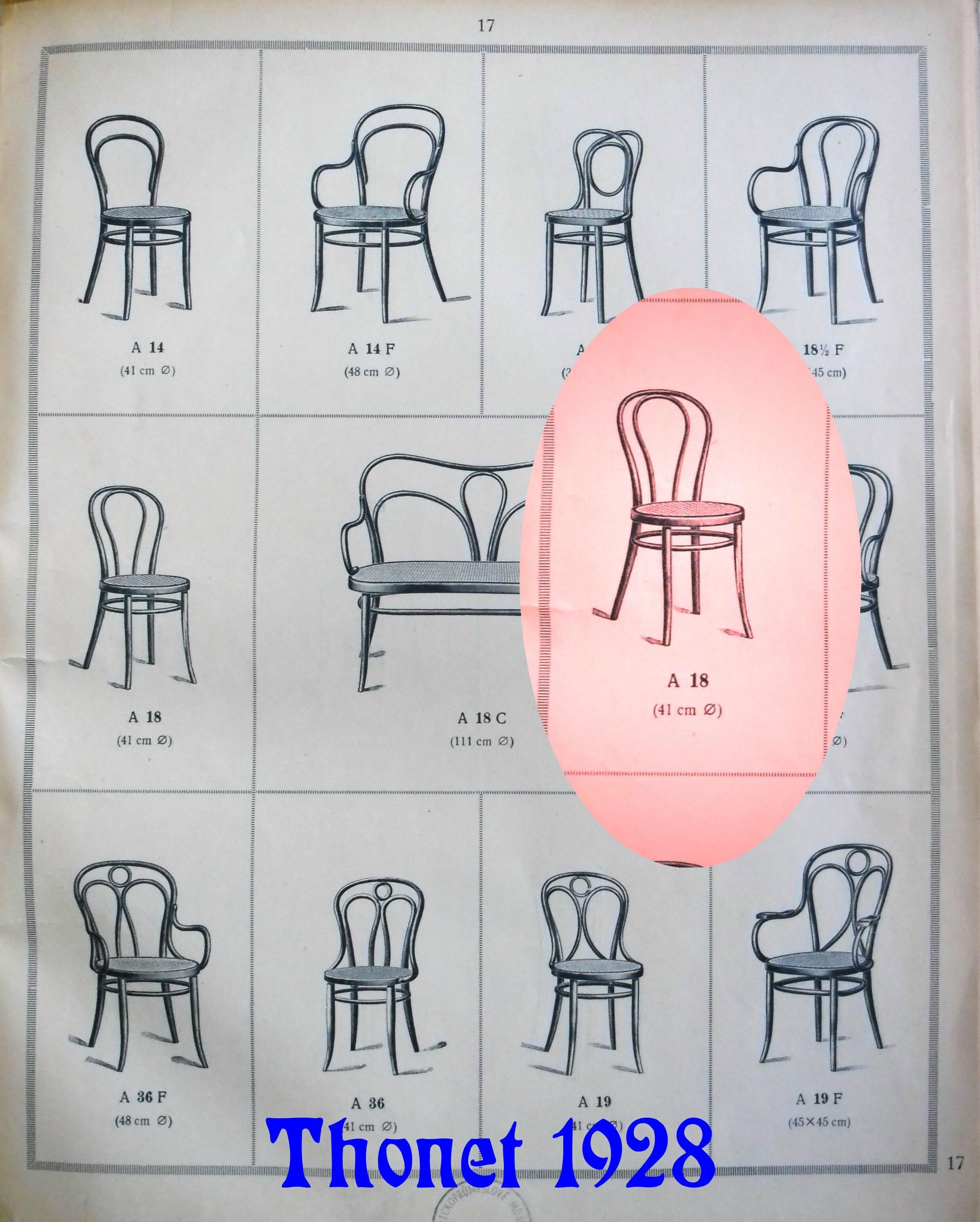 Thonet bistro chair N°18 art nouveau wood seat, production 1925