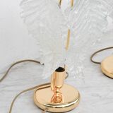 Set of 2 Murano glass table lamps transparent leaves