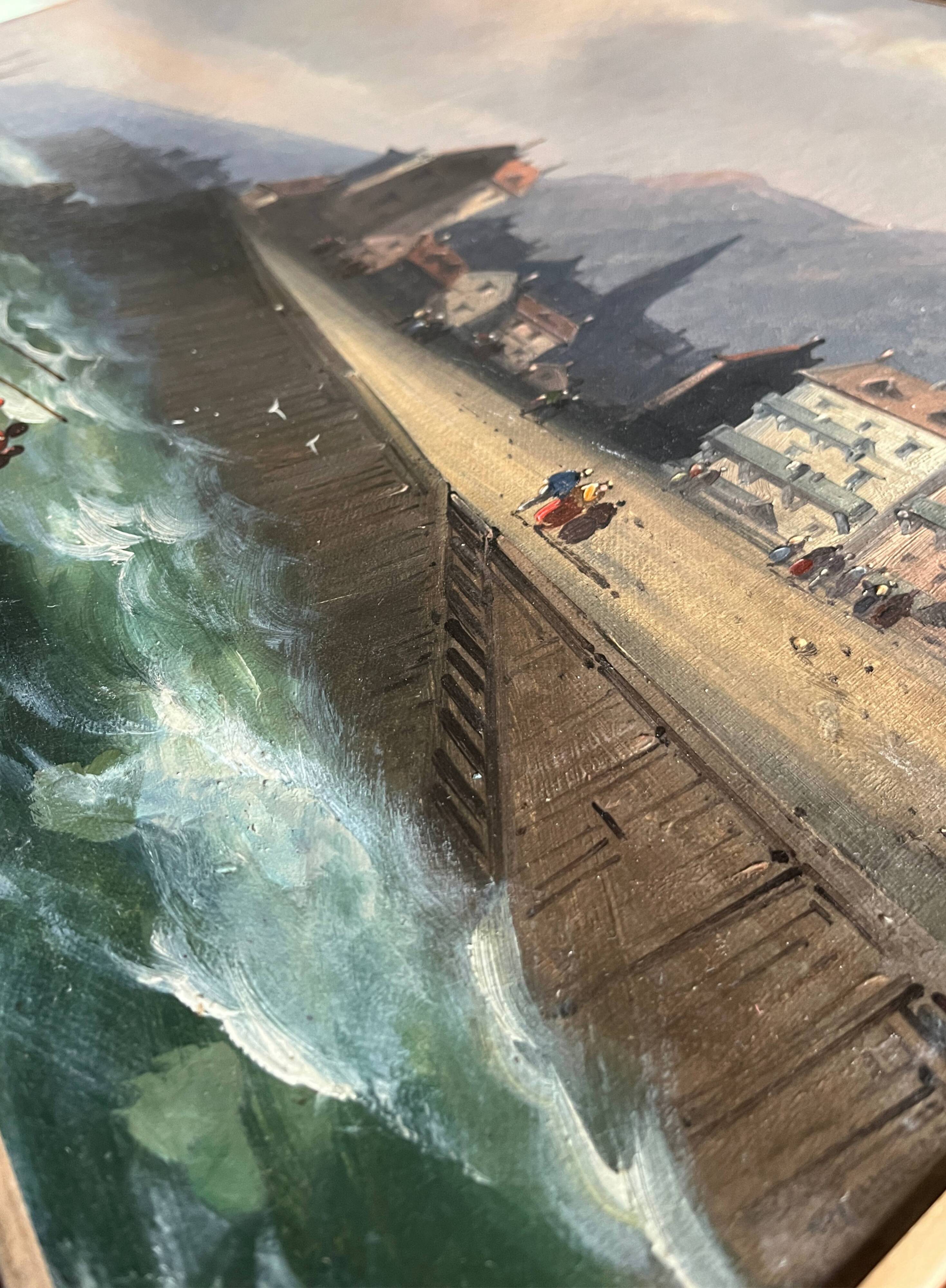 Tableau HST marine attributed to Charles Euphrasie Kuwasseg, 19th century.