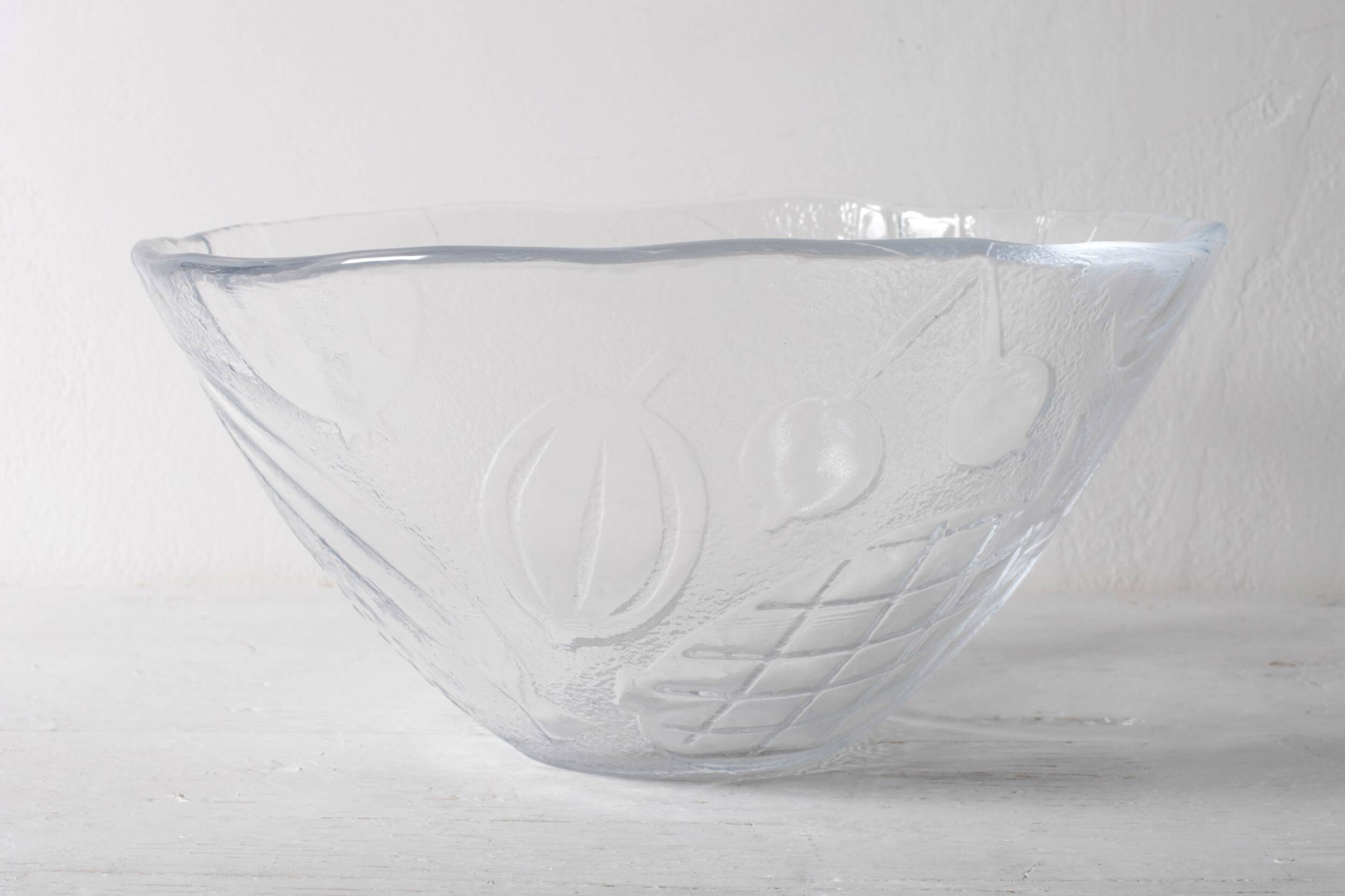 Vintage Kosta Boda Tropic Glass Fruit Bowl, Scandinavian Fruit Design 1989