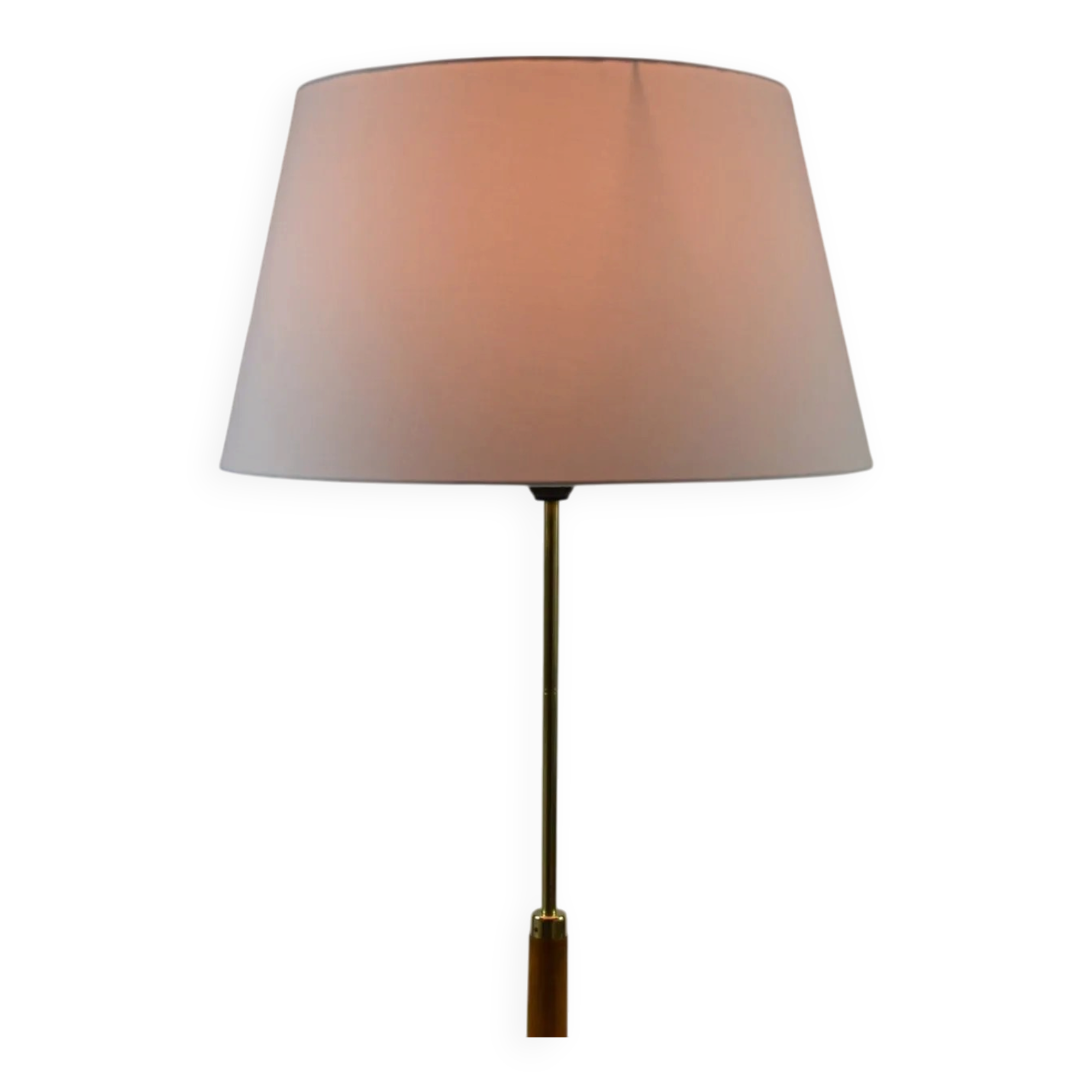Oak and Brass Floor Lamp Marked “GO 12 WDH”, Sweden, 1950s
