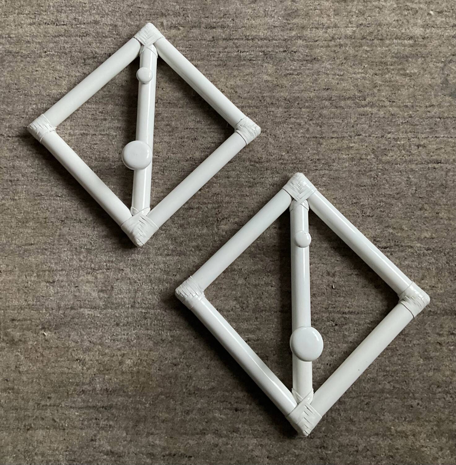 Pair of vintage rattan coat racks