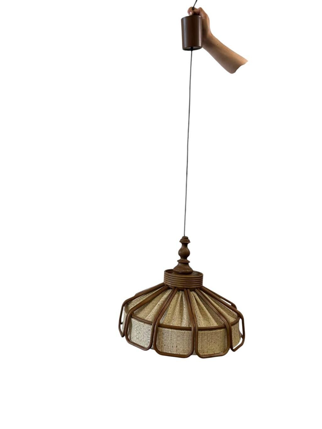 Vintage wooden pendant light from the 1960s.