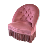 Pink velvet padded toad chair