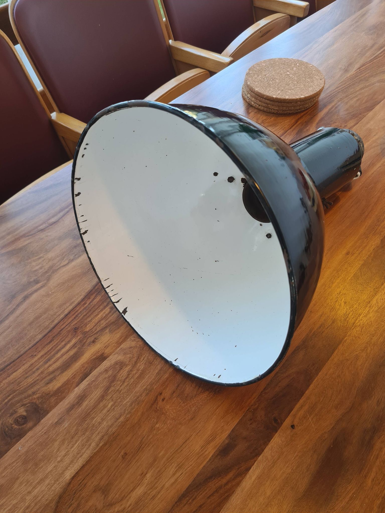 Czechoslovakian black industrial lamp from the 40s/50s called Bauhausde