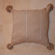 Moroccan pompon pillow 48x48cm brown