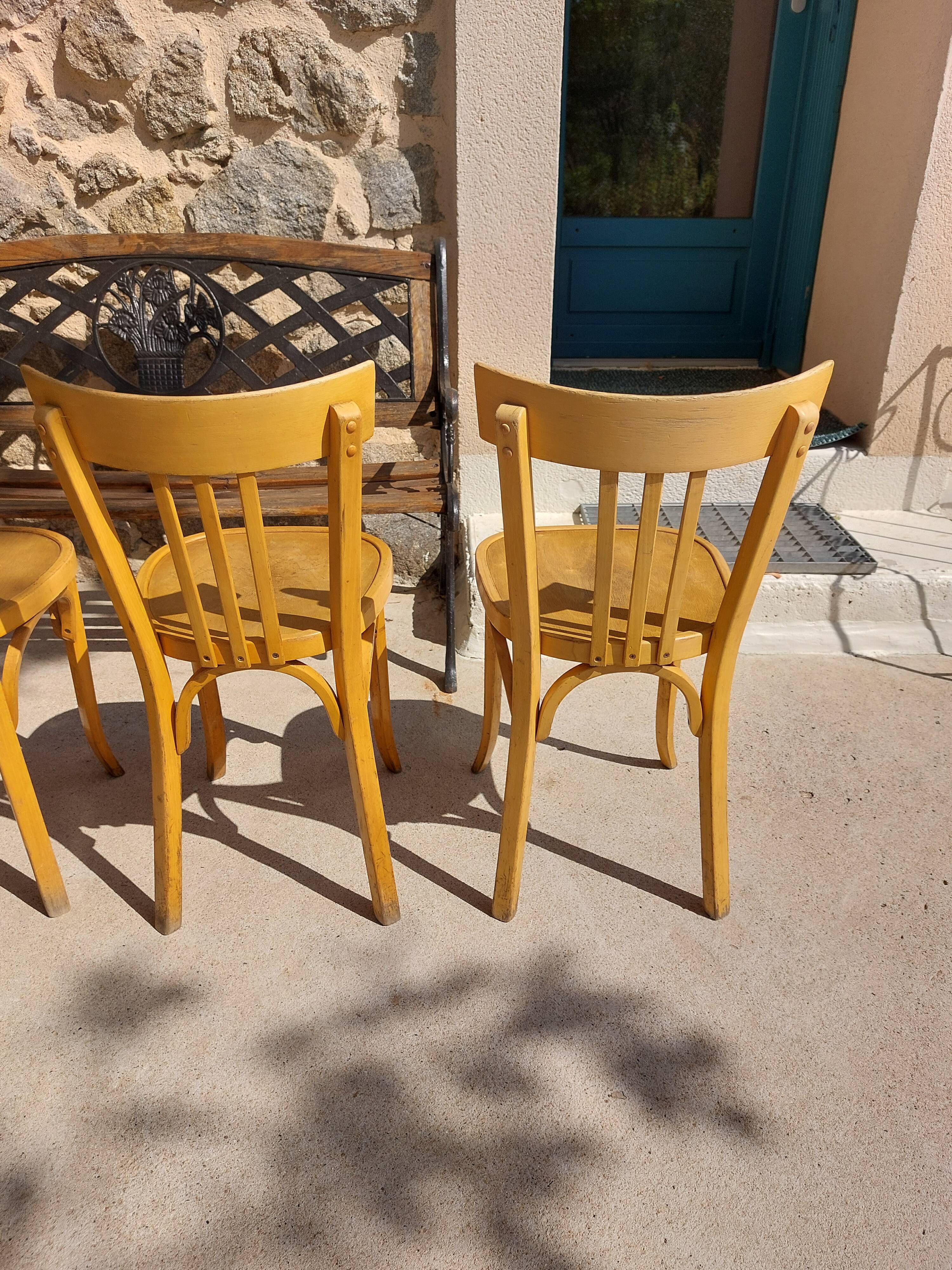 4 Baumann bistro chairs, different shades, vintage